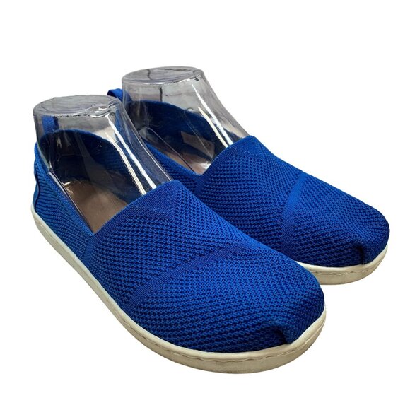 Toms Alpargata Knit Shoes Big Girl 4 Womens 5.5 Blue Colbalt Mesh Slip On Loafer - Picture 12 of 13